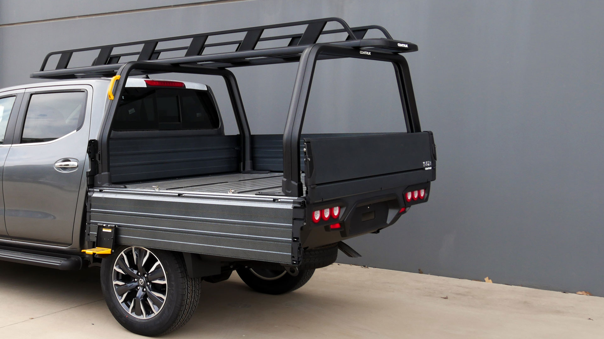 Half width platform rack with rails on Sport Utility Bed alloy tray