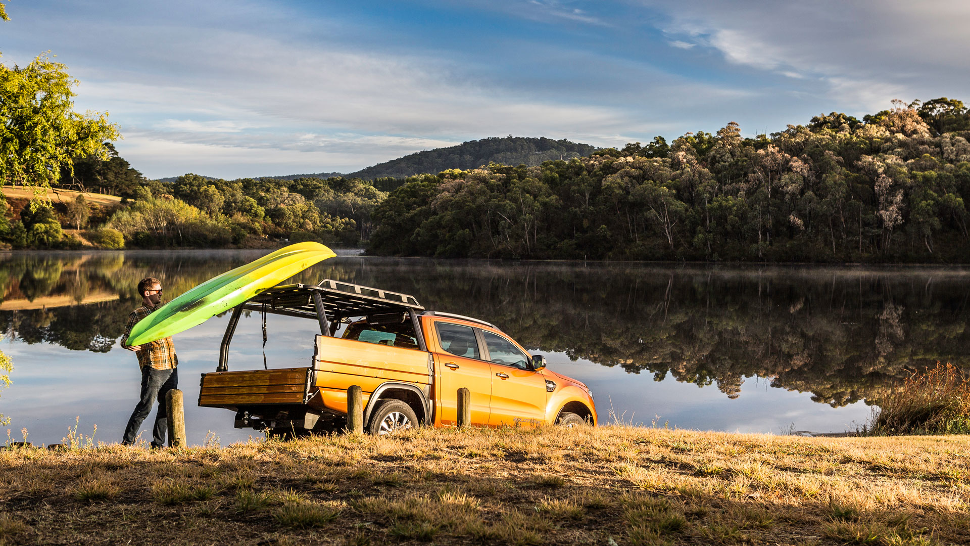 Ford Ranger SUB alloy tray at a lake